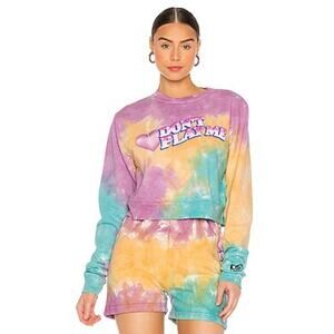 BSR By Samii Ryan | Don’t Play Me Multicolor Tie Dye Cropped Sweatshirt M